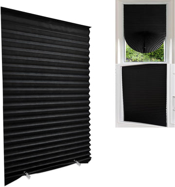 Blackout Blinds for Indoor Windows Cordless No Drill Easy Install Cut Size Pleated Paper Blinds Temporary Shades for
