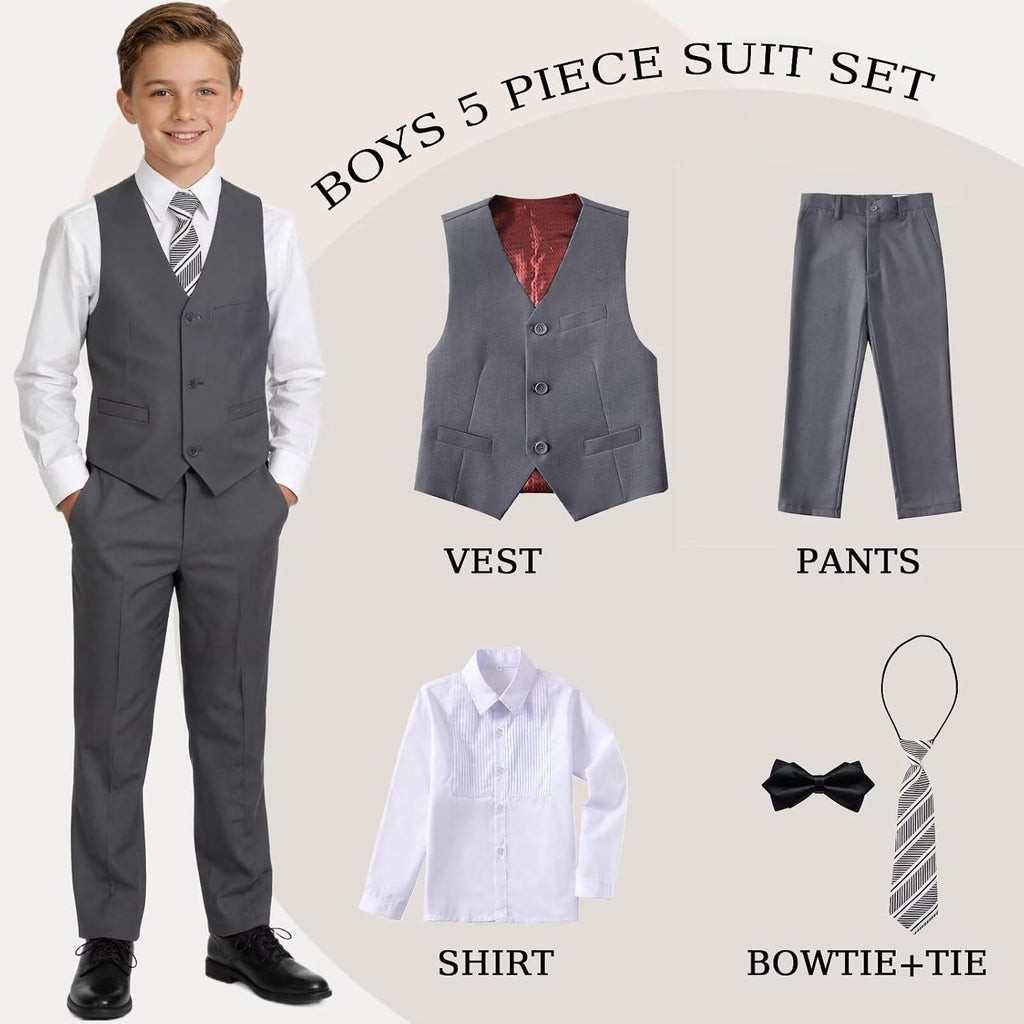 Boys Suits Kids Dress Vest Pants Set Ring Bearer Outfit