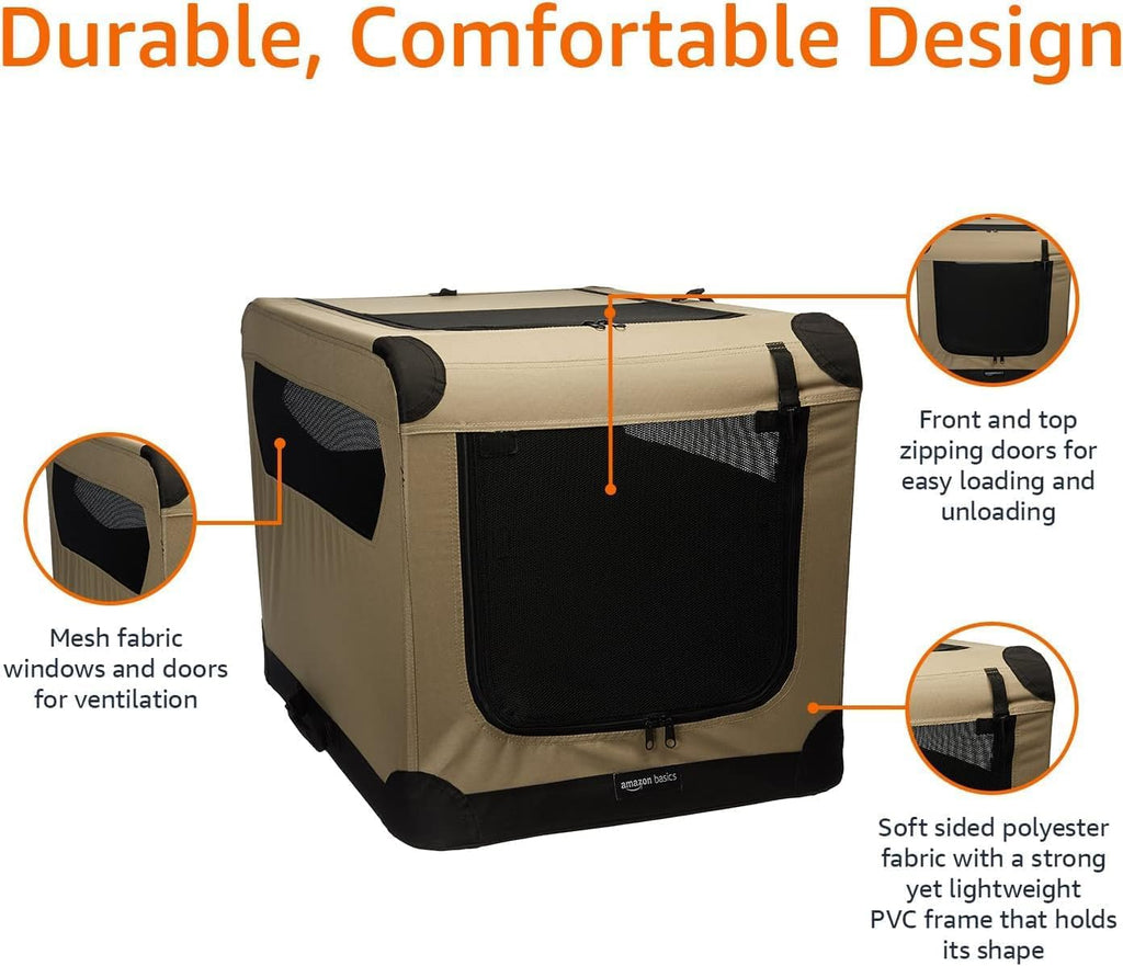 Portable Folding Soft Dog Crate, Double Door, Collapsible Travel Kennel, Easy to Assemble, Medium