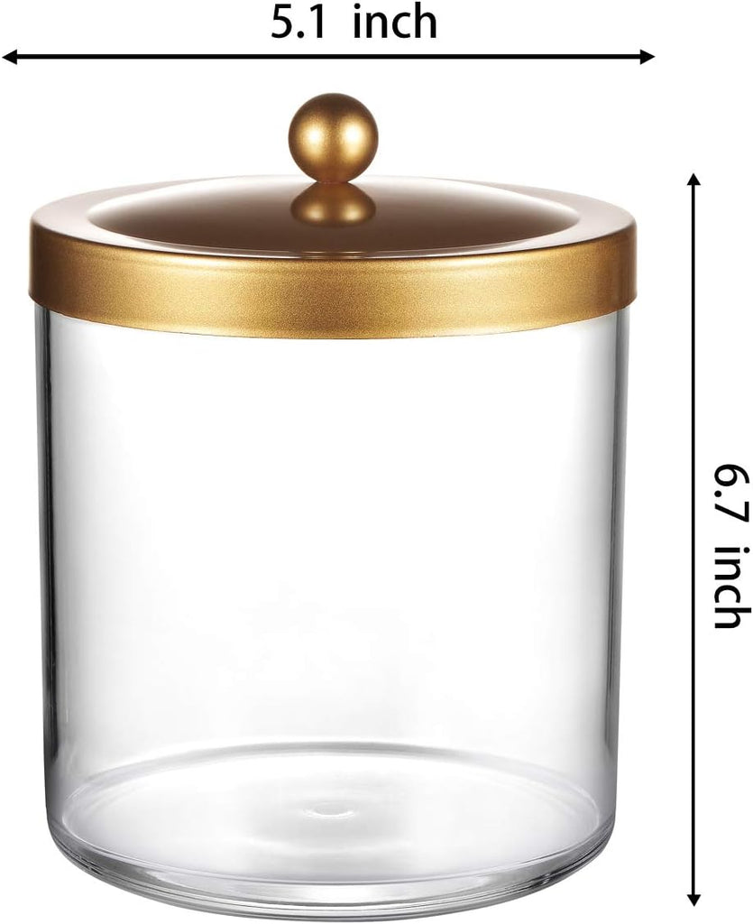 50 Oz Large Plastic Clear Apothecary Jar with Gold Rust-Proof Lid