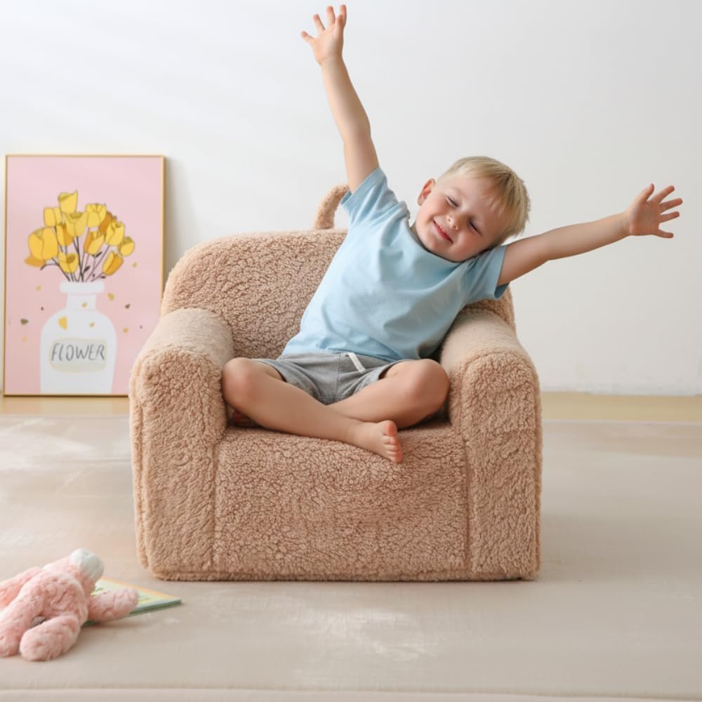 Kids Chair Comfy, Portable Children Armchair for Reading Playing, Khaki
