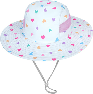 Sun Hat for Kids Girls, UPF 50+ Wide Brim Beach Hat for Toddler