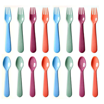16Pcs Kids Plastic Utensils Kids Forks and Spoons Set, Multicolor Toddler Utensils, Reusable Kids Silverware Cutlery