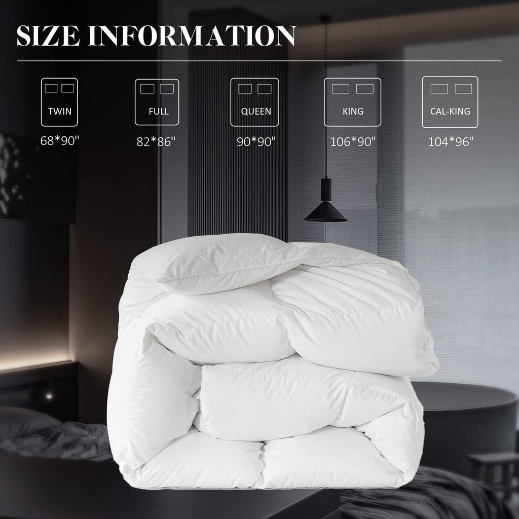 Feather Down Fiber White Comforter, All Season Luxury Bed Comforter,Ultra Soft 100% Cotton Duvet Ins