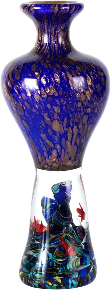 Colored Glass Vase, Beautiful Hand Blown Decorative Vase, Modern Art Vase for Flower Mantle Dining Table Centerpiece