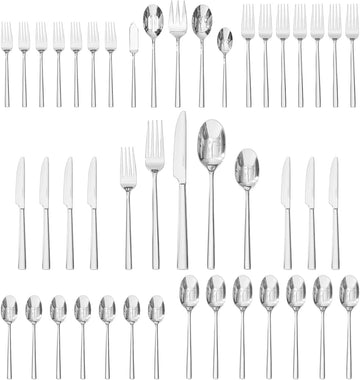 Silverware Set with Serving Utensils, 45-Piece Forged Flatware Set Cutlery Set Premium Stainless Steel, Service for 8