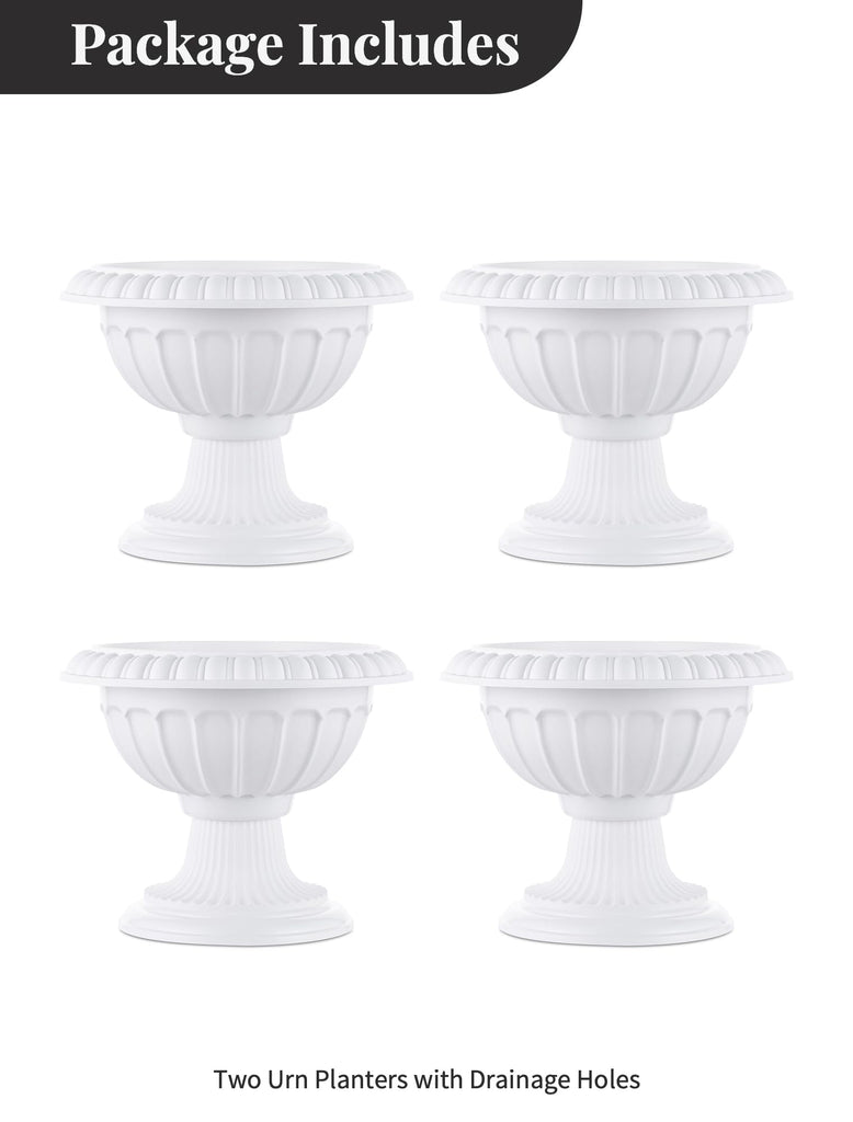 Classic Plastic Urn Planter: 4 Pcs 10.23 Inch Pedestal Pot for Porch