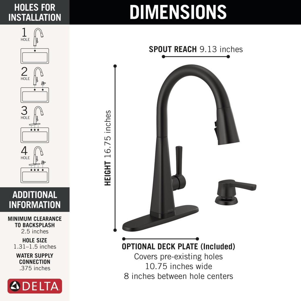 Faucet Lenta Matte Black Kitchen Faucet Touch, Soap Dispenser Included, Kitchen Sink Faucet, Kitchen Faucet Black