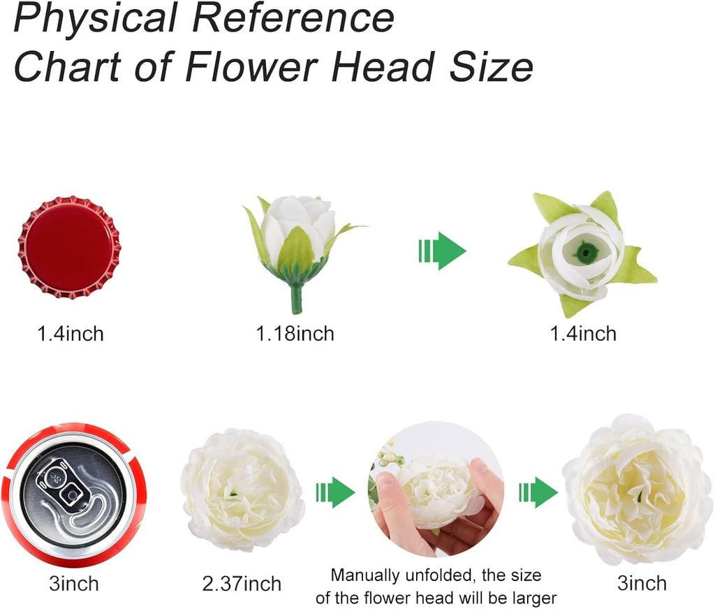 Bundles Artificial Peonies Silk Flowers, White Faux Peony Bouquet Florals Arrangements Decor for Farmhouse Home - Set of 4