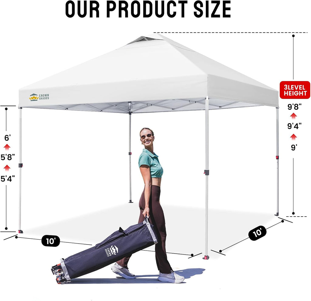 10x10 Pop Up Canopy, Patented CenterLok One Push Tent Canopy, Newly Designed STO-N-GO Storage Bag, 8 Stakes