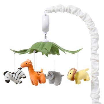 Crib Mobile for Boys or Girls - White Musical Baby Crib Mobile with 12 Lullabies, Jungle Animal, Baby Safari Animals