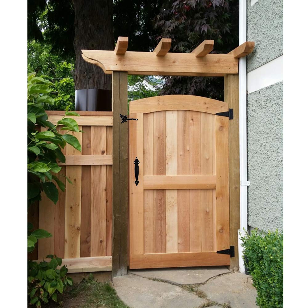 Gate Hardware Kit Heavy Duty, with Self Locking Gate Latch, 6 inch T Strap Gate Hinges and 10 inch Gate Door Handle