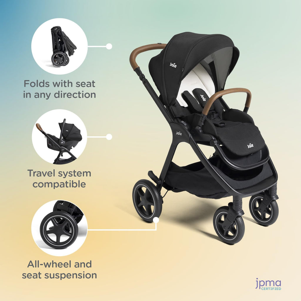 Baby Kava 4-in-1 Compact Stroller, One-Hand Fold, Multi Recline