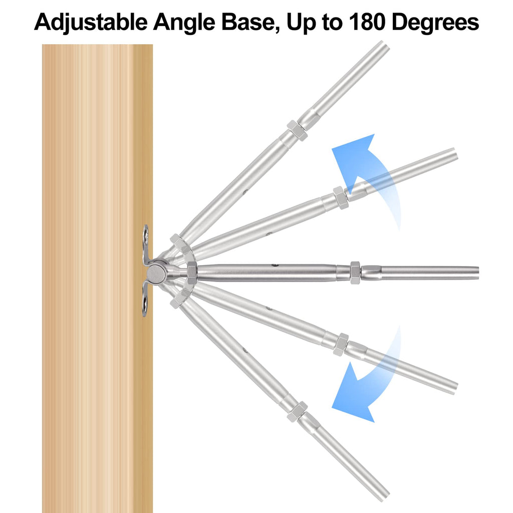 10 Pairs 3/16" Cable Railing Kits, T316 Stainless Steel, Adjustable Angle Cable Railing Hardware 3/16" for 2"x2"