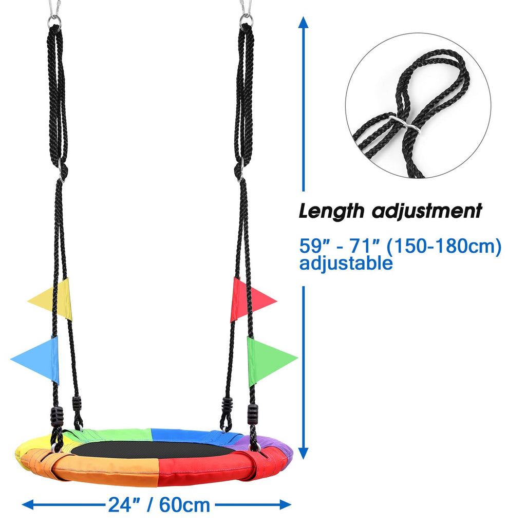 24 inch Chidren Tree Swing Net Swing Outdoor Kid Platform Swing with Detachable Weight Load Oxford Fabric and