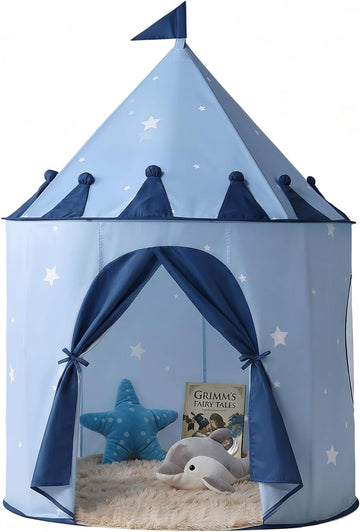 Blue Star Kids Tent:Pop up Kids Play Tent Made by Peachskin Fabric - Toddler House for Indoor & Outdoor - Great