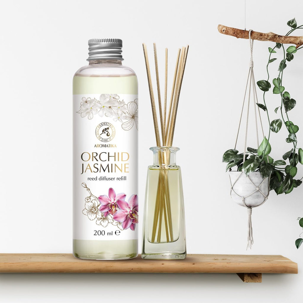 Reed Diffuser Refill Orchid-Jasmine 6.8 Fl Oz - Scented Diffuser Refill - Long Lasting Home Fragrance - Room Diffuser