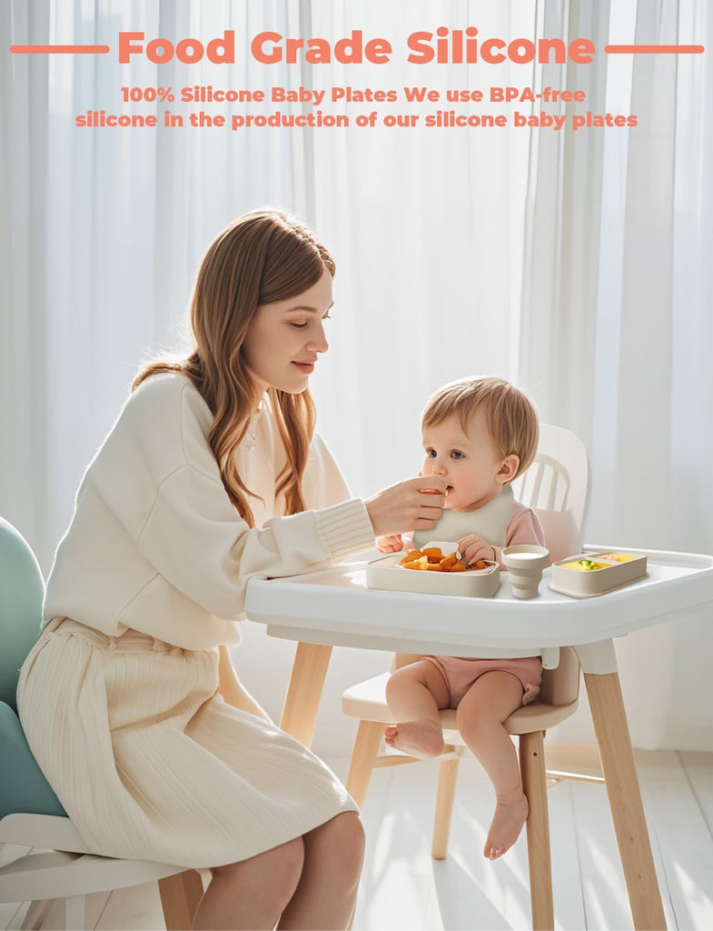 Travel Silicone Baby Feeding Set Portable Toddler Feeding Supplies Toddler Plates and Bowls Set Baby plates
