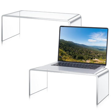 2 Pcs 15 Inch Large Clear Acrylic Shelf Riser, 8mm Thick