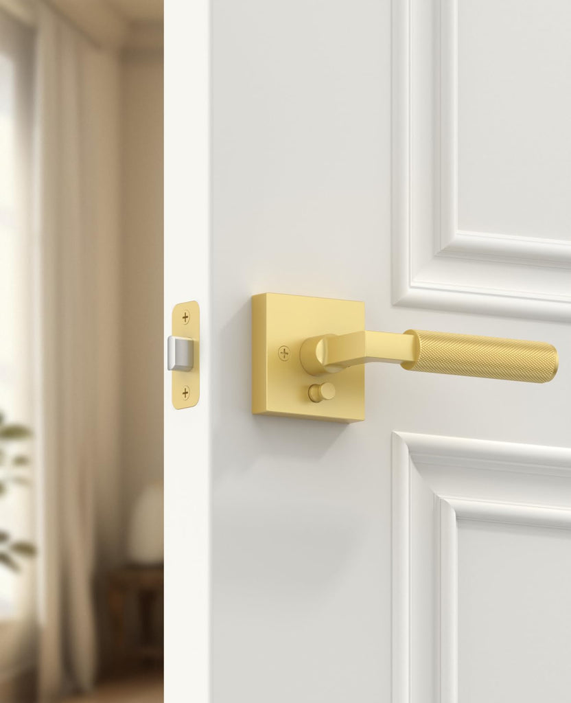 3 Pack Brushed Gold Privacy Interior Door Handles