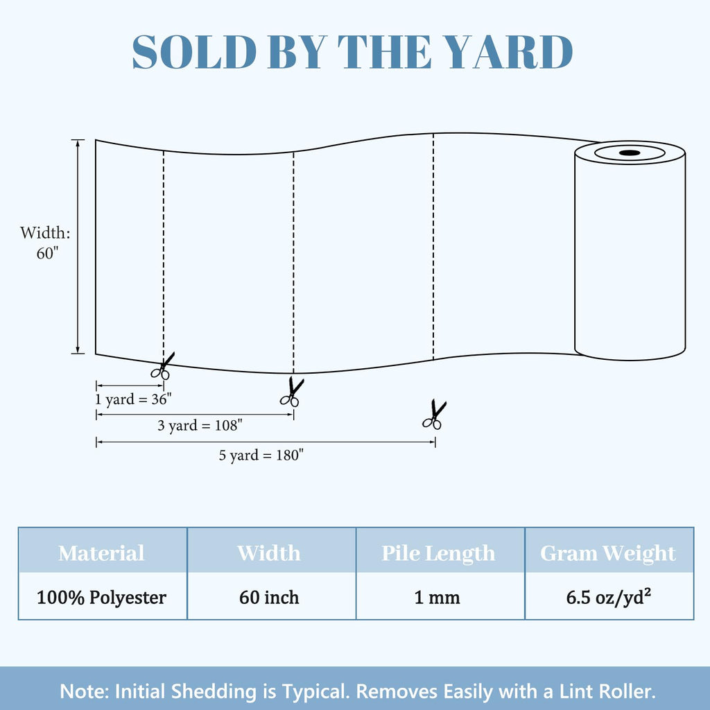 Minky Fabric by The Yard, 1.0mm Soft Fleece Fabric 60x36 Inch Sky Blue