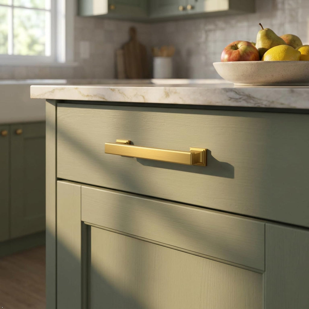 Vibrant Brushed Moderne Brass Cabinet Pulls 10 Pack, AL3061BMB