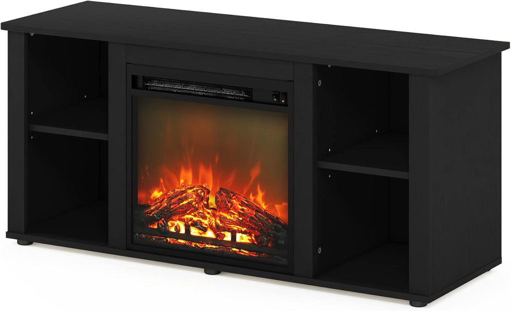 Entertainment Center Fireplace TV Stand for TVs up to 55 Inches, Electric Fireplace Media Console with Adjustable Shelves, Americano Finish