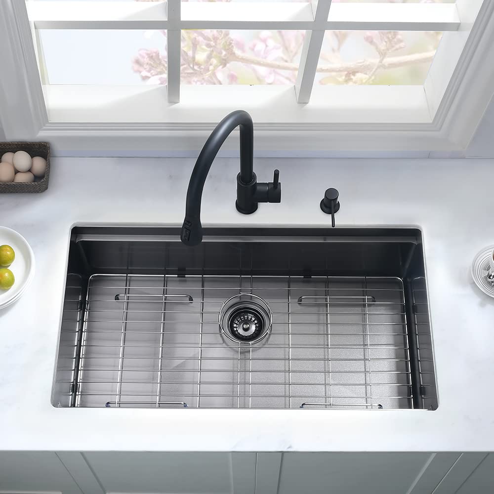 Hovheri 25x19 Black Undermount Kitchen Sink Workstation Stainless Steel