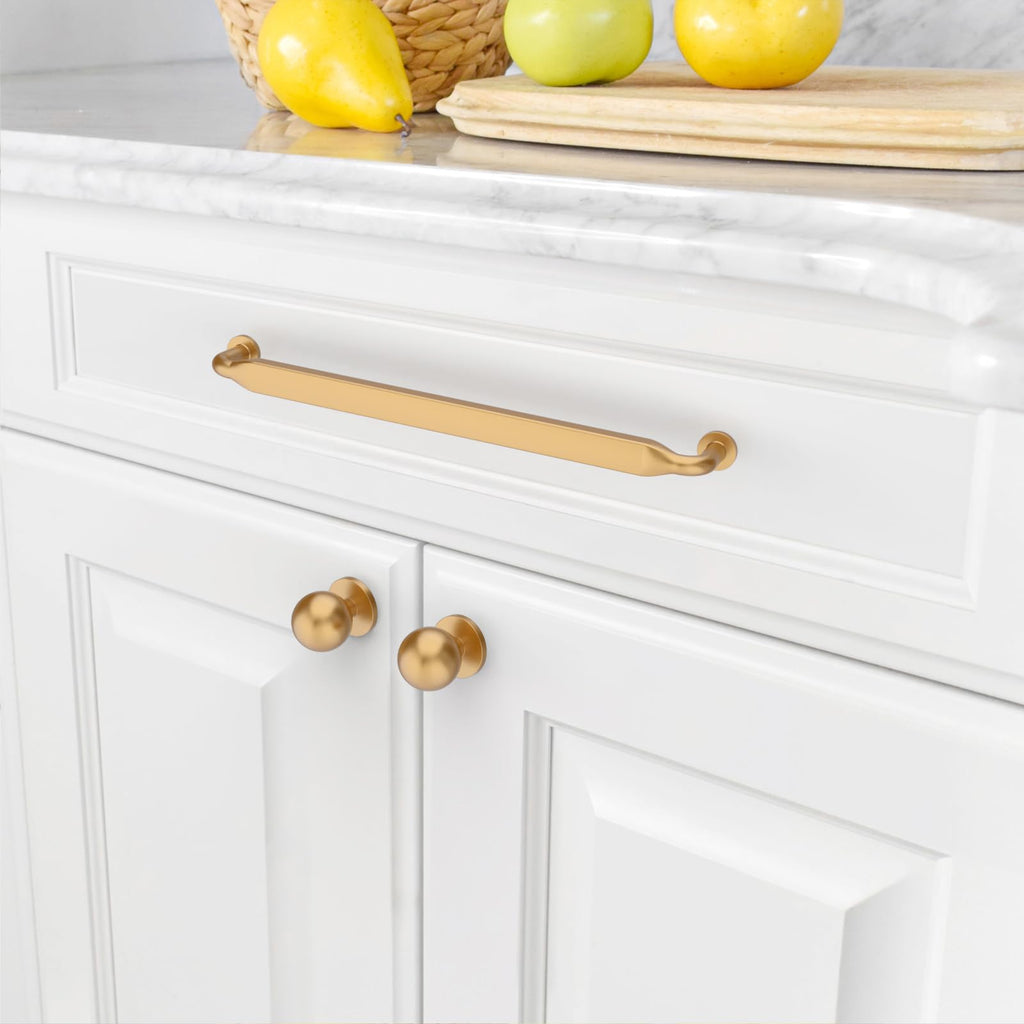 10 Pack Champagne Bronze Cabinet Pulls 7.55 Inch(192mm) Hole Centers Kitchen Cabinet Handles Solid Zinc Alloy Cabinet