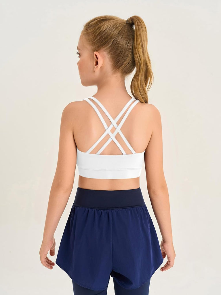 Girls Athletic Sports Bra Kids Strappy Back Training Bra