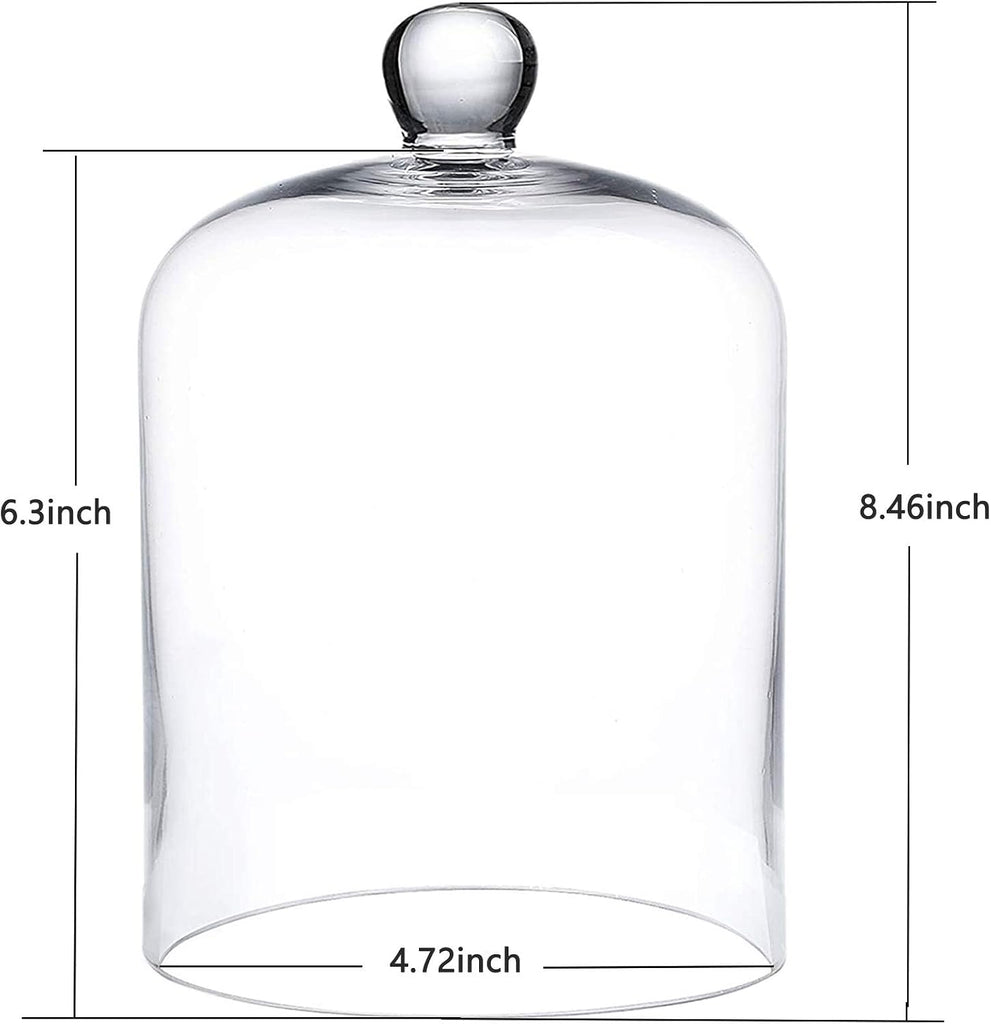 4.72"X8.46"H Inches Thickened Glass Display Dome Cloche for Candle Cover, Candle Dome with Top Handle, Clear Glass