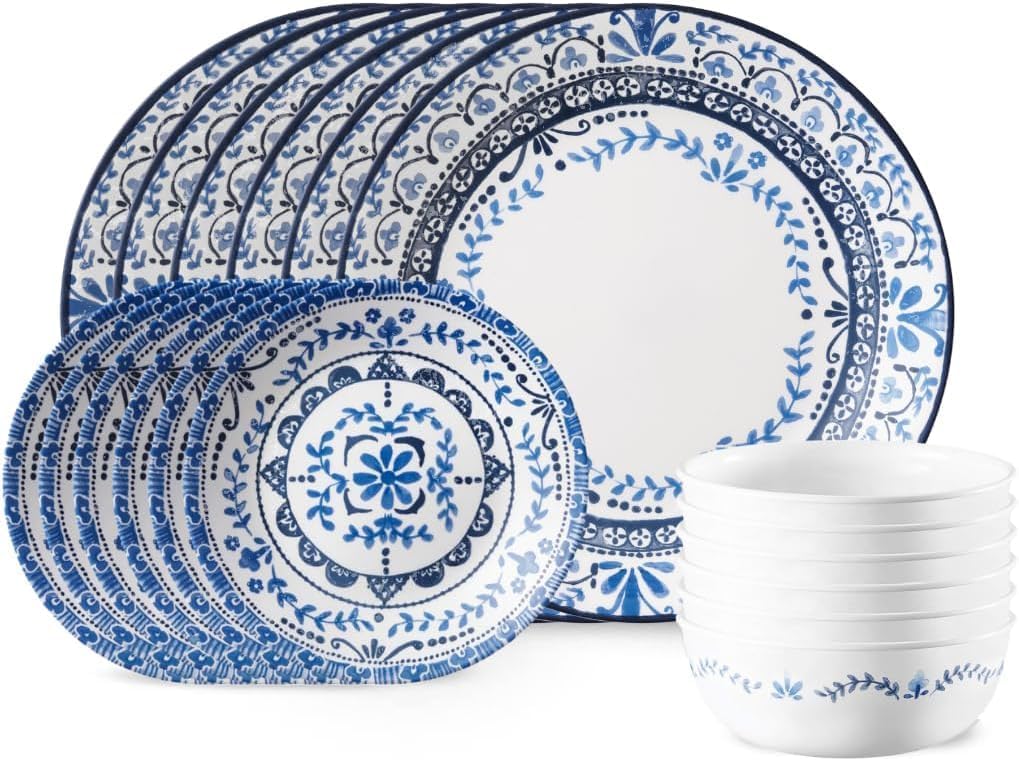 Vitrelle 18-Piece Service for 6 Dinnerware Set, Triple Layer Glass and Chip Resistant