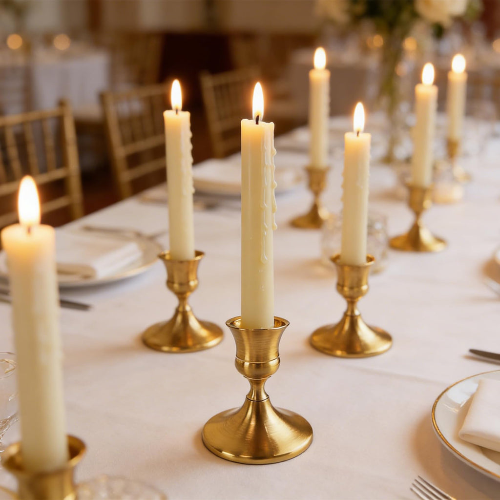 6PCS Brass Gold Candlestick Holders Set, Small Decorative Candle Holders for Taper Candles, Vintage Metal Candlestick