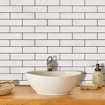 100 Old Town White Faux Brick Wall Tiles, 3D Thin Brick Veneers, Fireplace and Fence Wall Panels (14.2 sq ft)