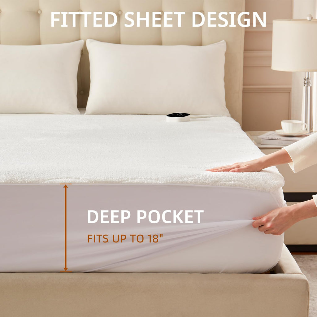 Multi-Zone Sherpa Fleece Heated Mattress Pad, Dual Control