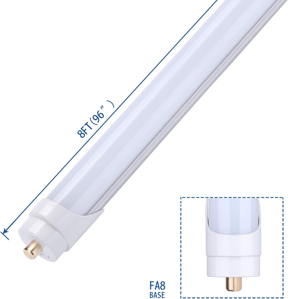 Led Tube Frosted 5000K Single Pin FA8 Base 8ft T8 LED Tube Light for Garage Daylight White 45W Replacement 100 Watt