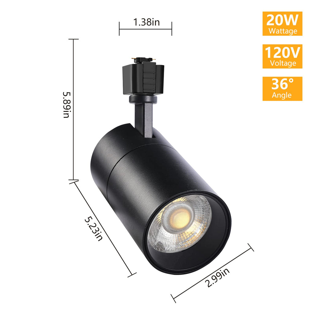 20W J Type Track Lighting Heads Dimmable Bright LED Track Lighting Fixtures for Accent Task Ceiling Track