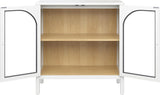 Mason Storage Accent Cabinet Sideboard Buffet, Credenza with Glass Doors and Adjustable Shelf for Dining Room