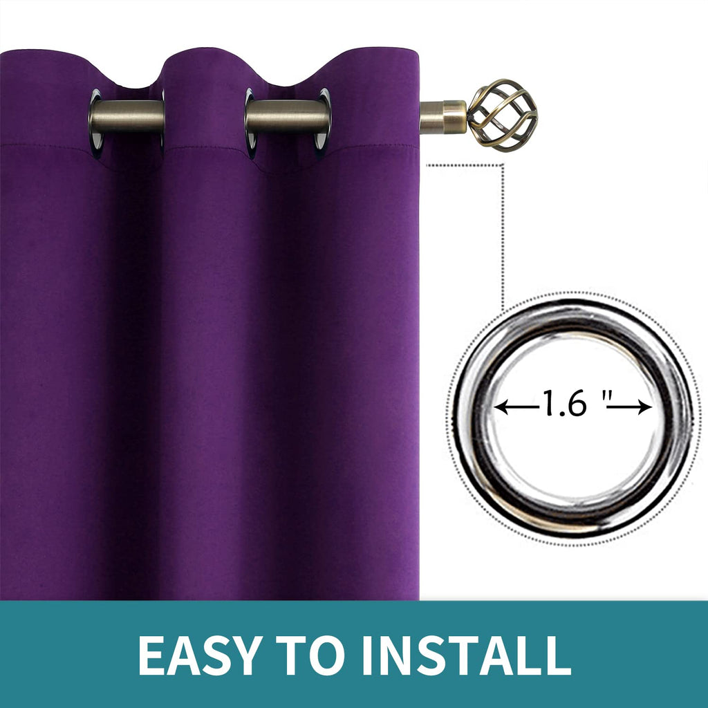 Purple Blackout Curtains 72 Inch Long - 2 Panels