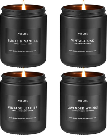 Candles for Men Gift Set, 4 Pack Soy Wax, Masculine - Set of 4