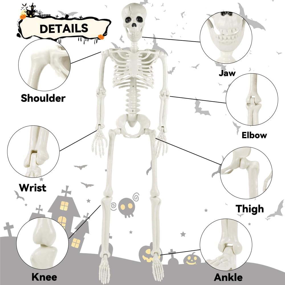 36'' Halloween Full Body Posable Skeletons Outdoor Decoration - Set of 2