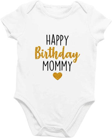 Organic Cotton Baby Onesie "Happy Birthday" Infant Bodysuit, Soft Breathable Outfit, Unisex Baby Clothes