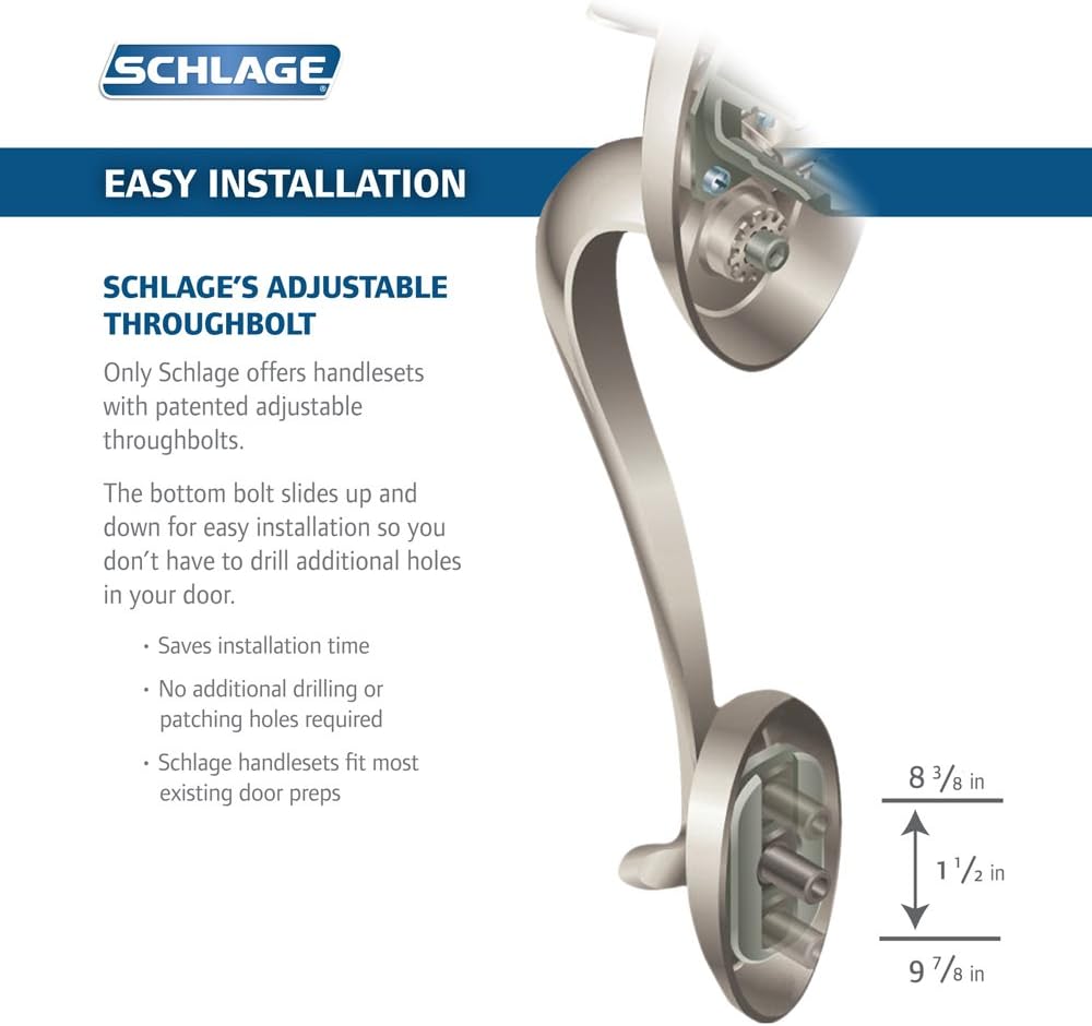F58 BRK 716 Brookshire Exterior Handleset with Deadbolt, Aged Bronze (Exterior Half Only) - Door Handleset