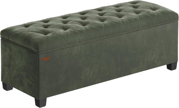 Velvet Storage Ottoman Bench, Foot Rest with Legs, 15.7 x 43 x 15.7 Inches, End of Bed Bench, Storage Chest, Load up