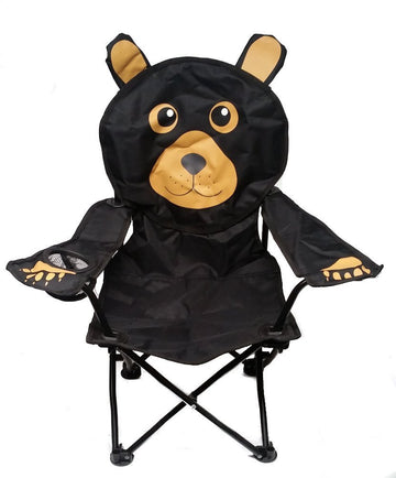 Kids Folding Camp Chair with Cup Holder and Carry Bag - Black Bear