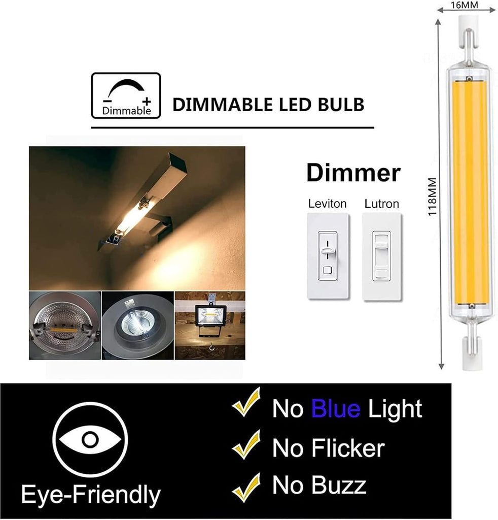 118mm R7S LED Bulbs Dimmable 20W LED COB Light J Type 118mm T3 Led Bulb Double Ended LED Lights 130W Halogen