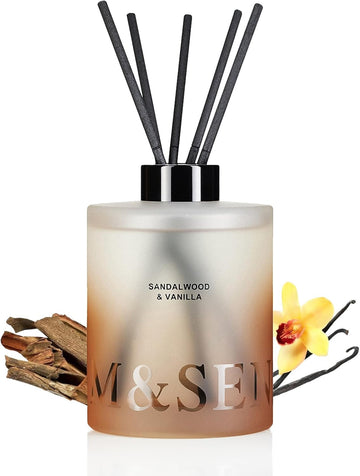 Reed Diffuser, Sandalwood Vanilla, 17 oz Natural Essential Oil - Set of 176
