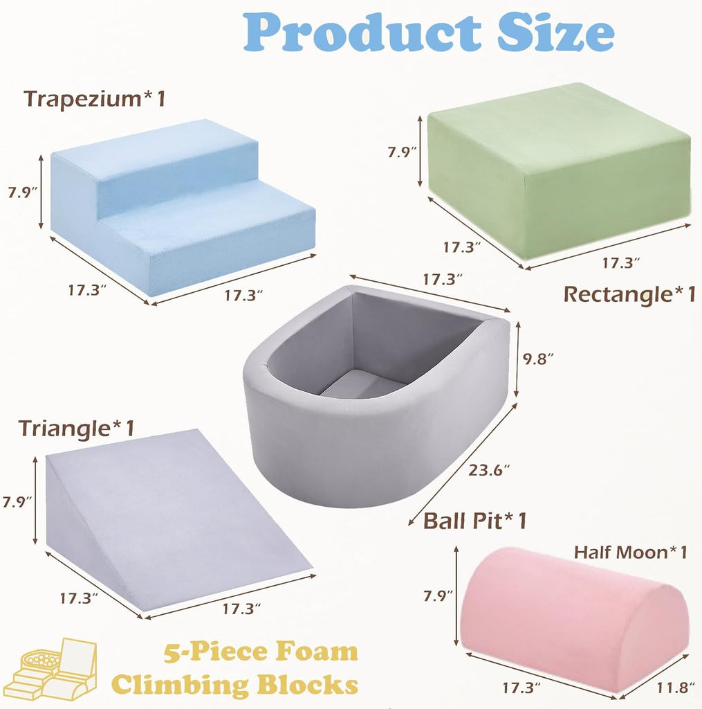 Climbing Toys for Toddlers, Foam Climbing Blocks with Ball Pit for Baby, Piece Soft Toddlers Climbing Toy