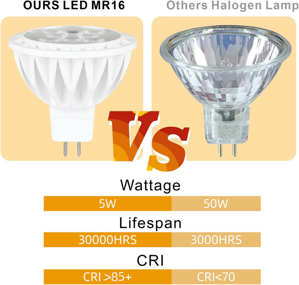 12V MR16 LED Bulbs 4000K Neutral White Dimmable 50W Halogen Replacement GU5.3 Base LED Light Bulbs for Recessed