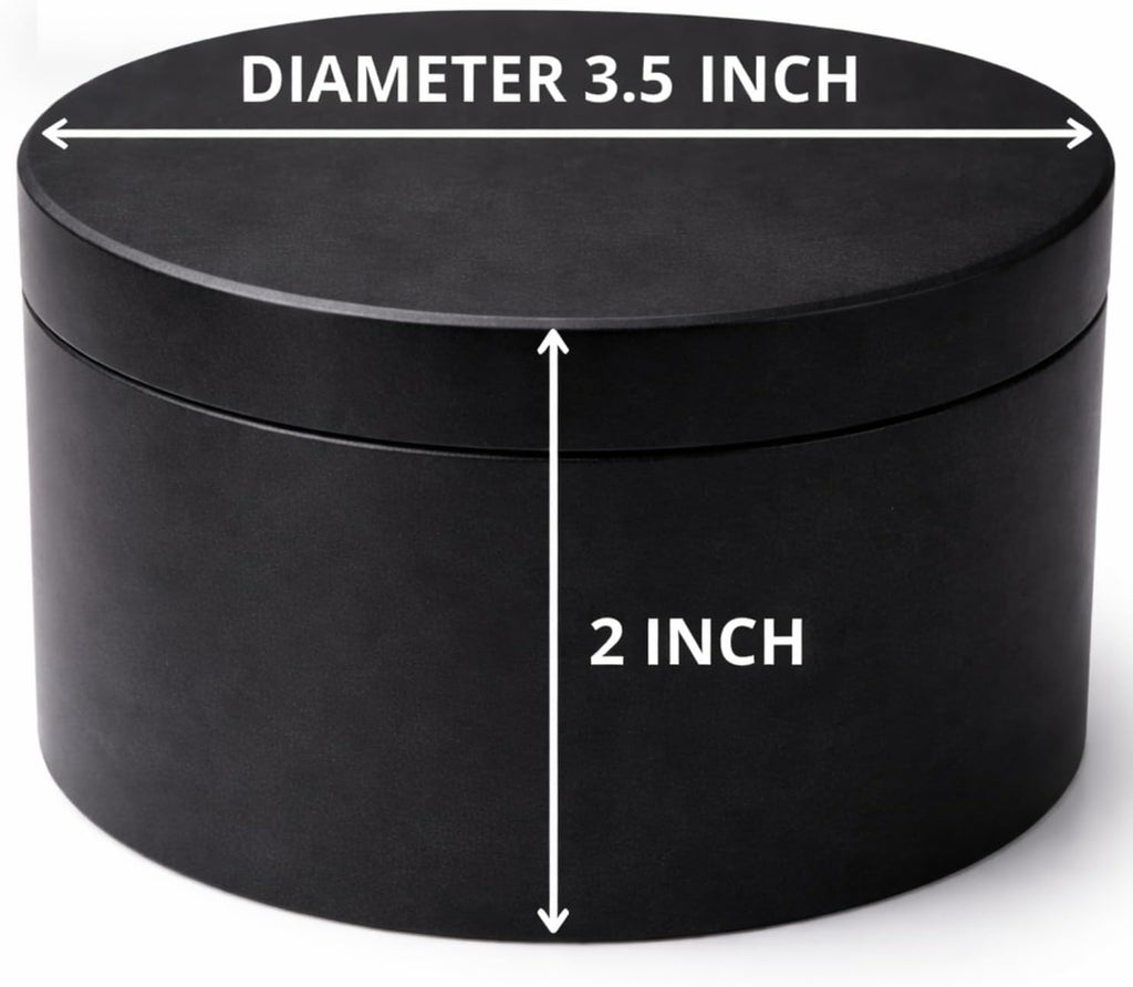 Marble Black Salt Box With Lid, Round, 3.5 x 3.5 x 2 Inch